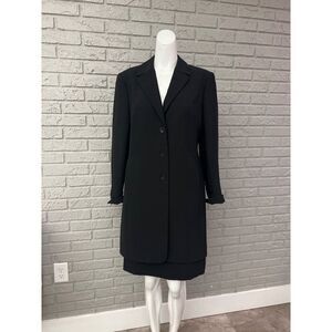 Caslon Women Black Long Jacket Mini Skirt Minimalist Suit Size 8P